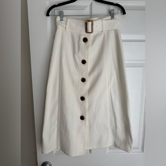 L.K. Bennett London Cream Button-Front Midi Skirt – US 4 - Picture 4 of 6